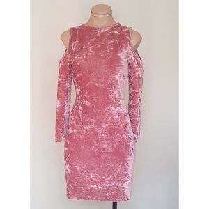 Cold Shoulder Velvet Mini Dress